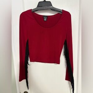Rue21 Burgundy Fringe Crop Top